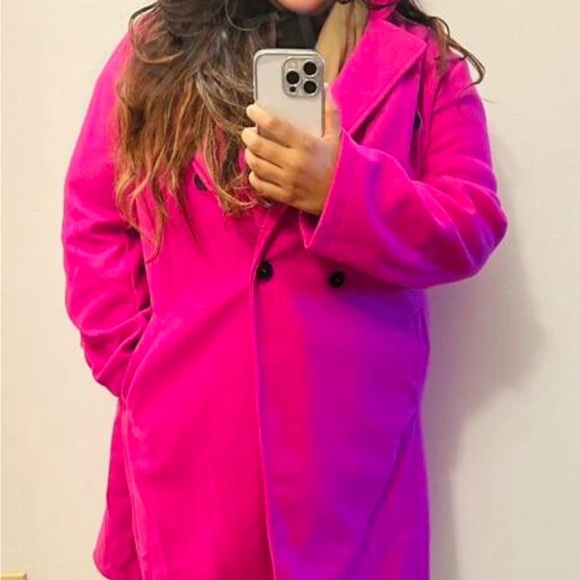 Plus Double Breasted Button up Pocket Jacket Coat - Picture 12 of 13